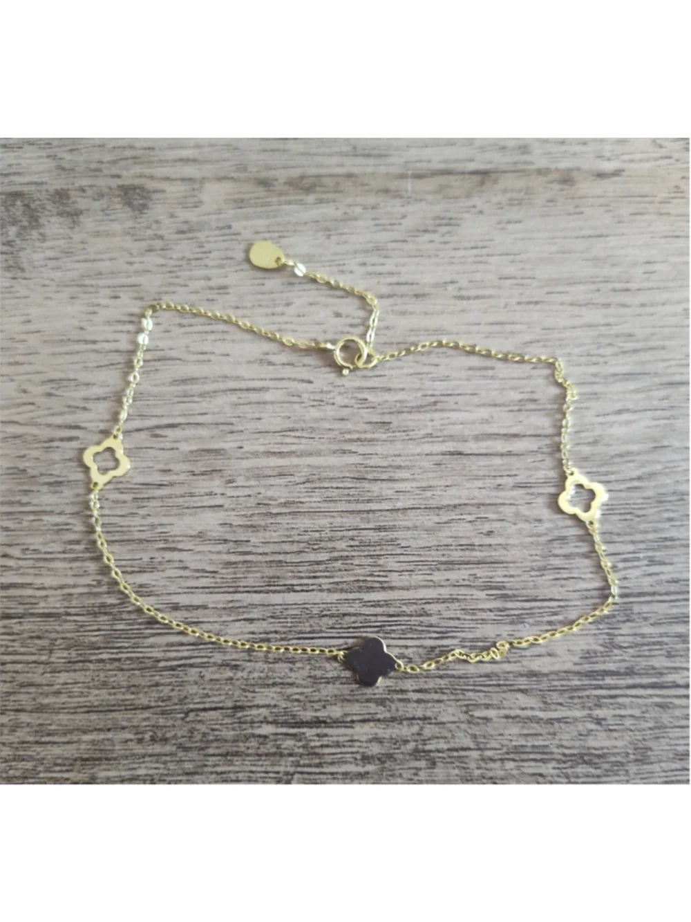 Women's Gold Over Sterling Silver Clover Charm Bracelet One Size